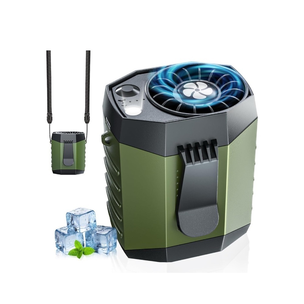 Green 2026 Smart Portable Rechargeable Fan with LED Light & 25H Runtime, 4-Speed